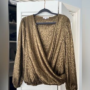 Animal Print Wrap Blouse